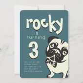 Dapper Puppy Dog Mops Geburtstag Einladung (Vorderseite)