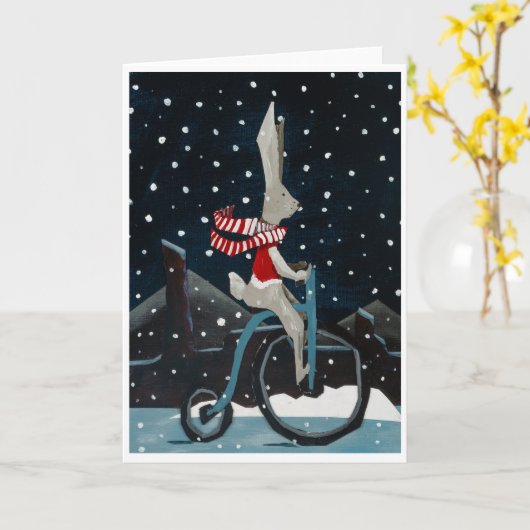 Dapper rabbit on a bicycle card karte (Gelbe Blume)