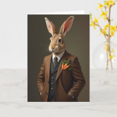 Dapper Rabbit Pattern Card Karte (Gelbe Blume)