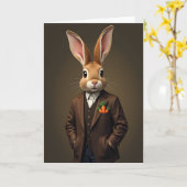 Dapper Rabbit Portrait Card Karte (Gelbe Blume)