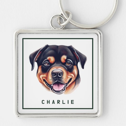 Dapper Rottweiler Pup Personalisiert Schlüsselanhänger (Vorne)