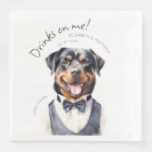 Dapper Rottweiler Waiter Wasserfarbe individuell a Serviette (Vorderseite)