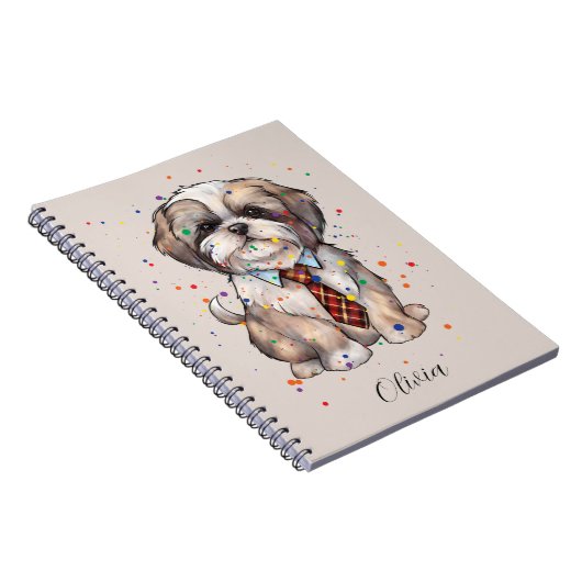 Dapper Shih Tzu-Notebook - Wasserfarbdock mit Kraw Notizblock (Rechte Seite)