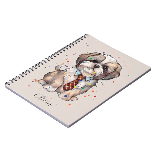 Dapper Shih Tzu-Notebook - Wasserfarbdock mit Kraw Notizblock (Linke Seite)