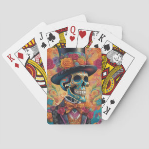Dapper Skeleton Elegance: Tag der Toten Spielkarten