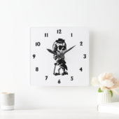 Dapper Skelett mit schwarzen Zahlen Quadratische Wanduhr (Zuhause)