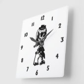 Dapper Skelett mit schwarzen Zahlen Quadratische Wanduhr (Winkel)