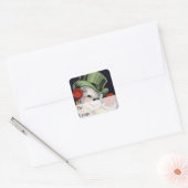 Dapper Snowman Vintage Weihnachtsgeschenk Tag Quadratischer Aufkleber (Umschlag)