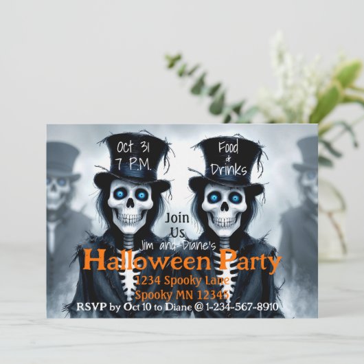 Dapper Spirits & Fogbound Fright Einladung (Stehend Vorderseite)