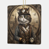 Dapper Steampunk Calico Cat Keramikornament (Links)