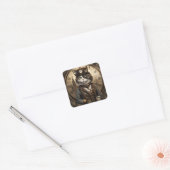 Dapper Steampunk Calico Cat Quadratischer Aufkleber (Umschlag)