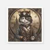 Dapper Steampunk Calico Cat Serviette (Vorderseite)