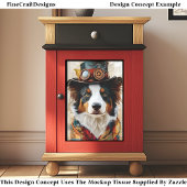 Dapper Steampunk Dog, Top Hat, Scarf DB1 Decoupage Seidenpapier