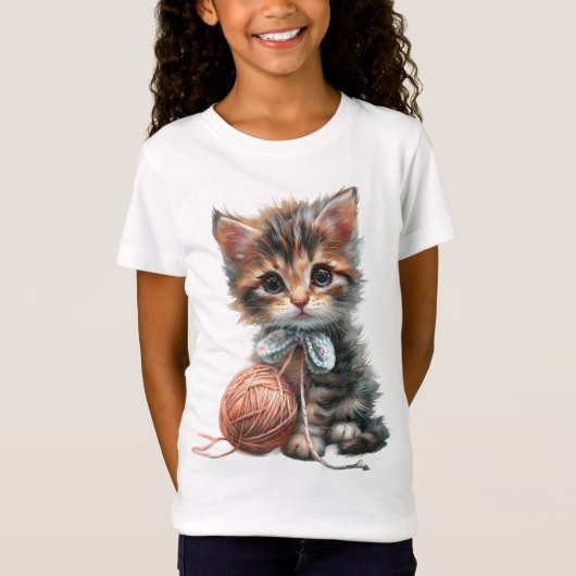 Dapper & Sweet Kitten mit einem charmanten Neck Bo T-Shirt (Vorderseite)