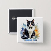 Dapper Tuxedo Cat Button (Vorne & Hinten)