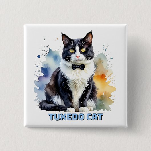 Dapper Tuxedo Cat Button (Vorderseite)