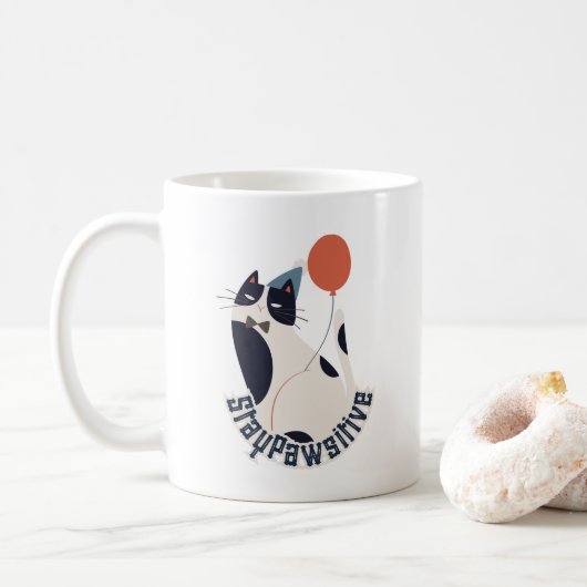 Dapper Tuxedo Cat Celebration Coffee & Tea Mug Kaffeetasse (Mit Donut)