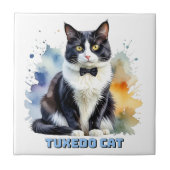 Dapper Tuxedo Cat Fliese (Vorderseite)