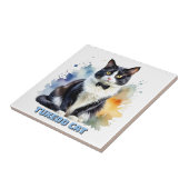 Dapper Tuxedo Cat Fliese (Seite)