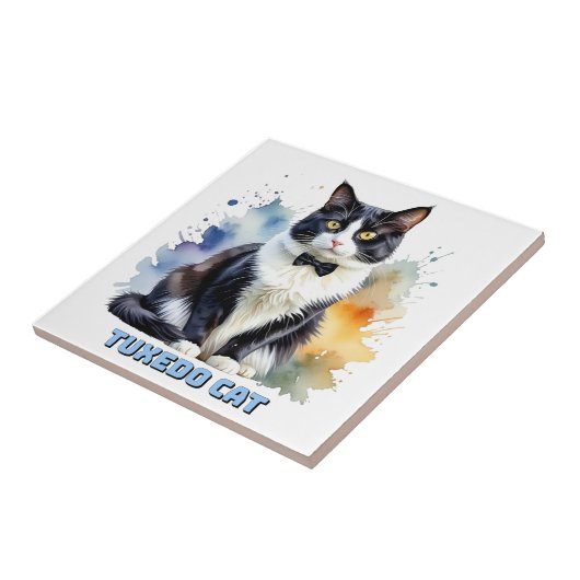 Dapper Tuxedo Cat Fliese (Seite)