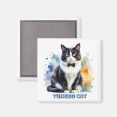 Dapper Tuxedo Cat Magnet (Vorderseite/Rückseite)