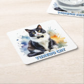 Dapper Tuxedo Cat Rechteckiger Pappuntersetzer (angewinkelt)