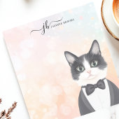 Dapper Tuxedo Cat Wasserfarbe Personalisiert Notizblock