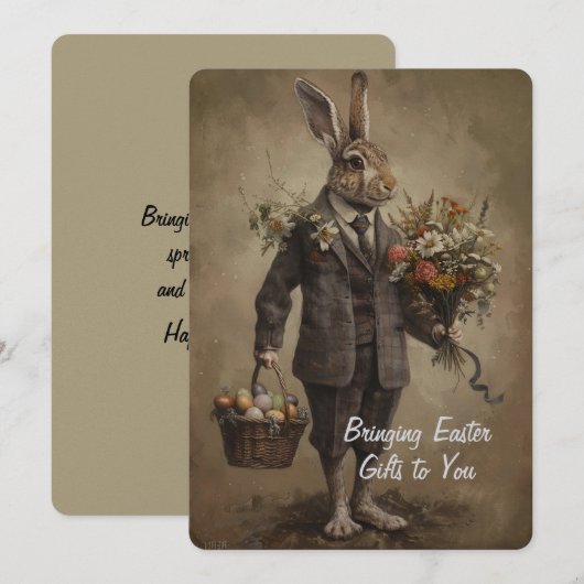 Dapper Victorian Easter Bunny With Gifts (Vorne/Hinten)