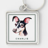 Dapper Whippet Pup Personalisiert Schlüsselanhänger (Vorne)
