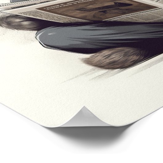 Dapper Whiskers: Geeignete Katze beim Lesen der Ze Poster (Ecke)