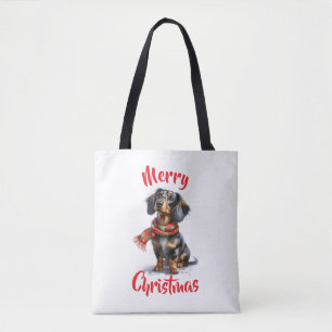 Dapple Dackel Frohe Weihnachtsfeier Tasche