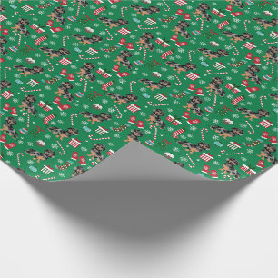Dapple-Dackel-Weihnachts-Zuckerstangen Grün Gepunk Geschenkpapier