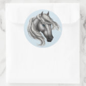 Dapple Gray Horse Head Runder Aufkleber (Tasche)