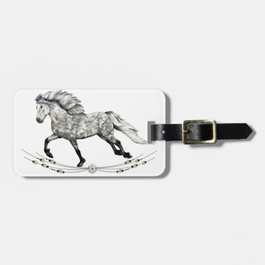 Dapple Gray Icelandic Mare Grá Gepäckanhänger (Vorderseite horizontal)