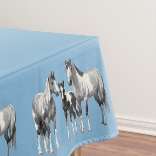 Dapple Gray Pinto Paint Quarter Pferde Tischdecke (Beispiel)