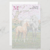 Dapple Gray Quarter Horse Mare Palomino Foal Briefpapier (Vorne/Hinten)