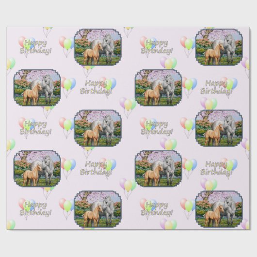 Dapple Gray Quarter Horse Mare Palomino Foal Geschenkpapier (Flach)