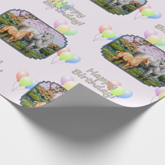 Dapple Gray Quarter Horse Mare Palomino Foal Geschenkpapier (Ecke)