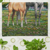 Dapple Gray Quarter Horse Mare Palomino Foal Küchentuch (Gefaltet)