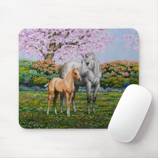 Dapple Gray Quarter Horse Mare Palomino Foal Mousepad (Mit Mouse)