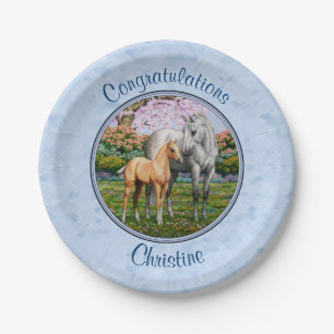 Dapple Gray Quarter Horse Mare Palomino Foal Pappteller