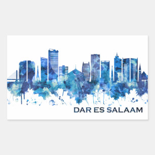 Dar es Salaam Tansania Skyline Blue Rechteckiger Aufkleber