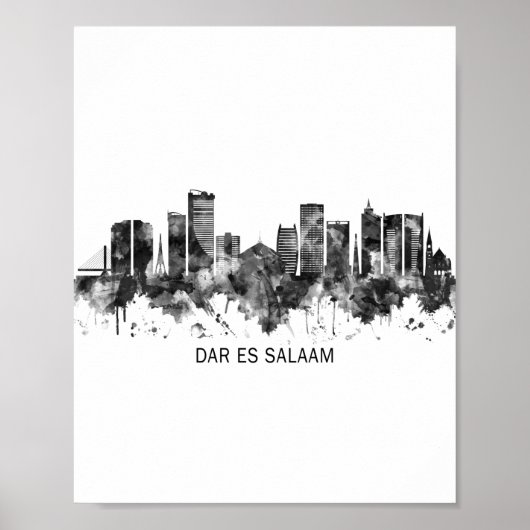 Dar es Salaam Tansania Skyline BW Poster (Vorne)