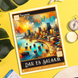 Dar es Salaam, Tansania   Vintage Malerei Postkarte