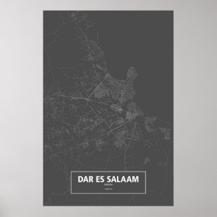 Dar es Salaam, Tansania (weiß auf schwarz) Poster