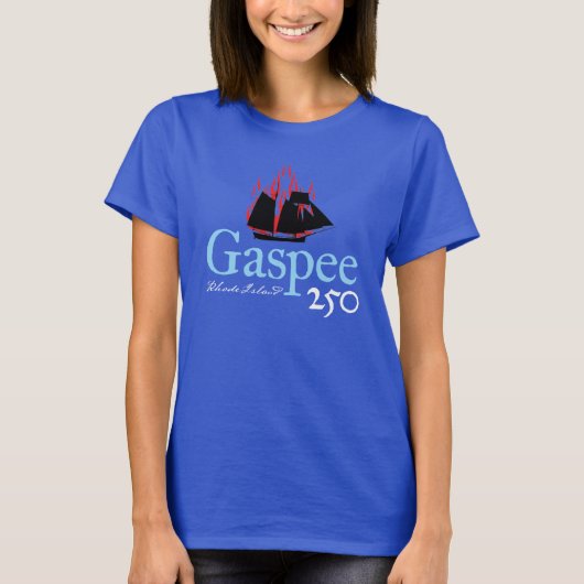DAR Gaspee250 Rustikales Logo auf blau T-Shirt (Vorderseite)