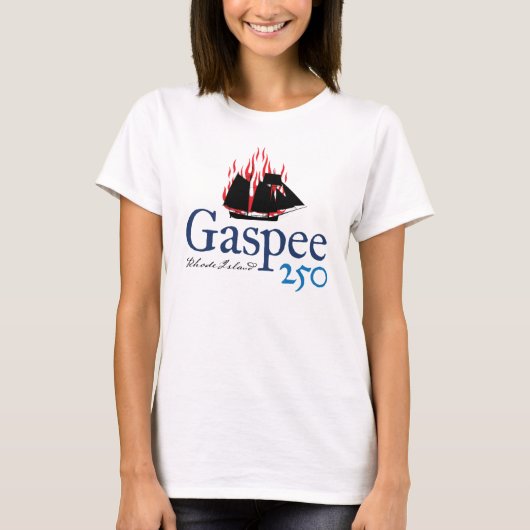 DAR Gaspee250 Rustikales Logo (auf Weiß) T-Shirt (Vorderseite)