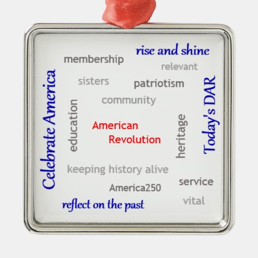 DAR Wort-Wolke Ornament Aus Metall (Vorne)