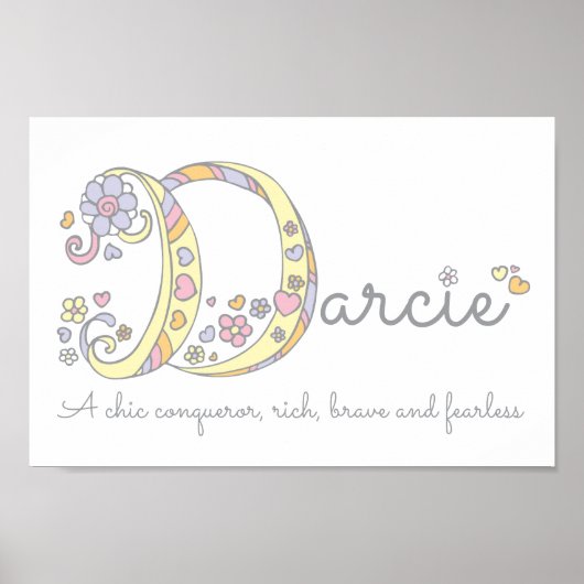 Darcie Buchstabe D Name bedeutet Girls Art Poster (Vorne)