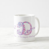 Darcie Name bedeutet Herz-Blume-D-Monogramm-Tasse Kaffeetasse (VorderseiteRechts)